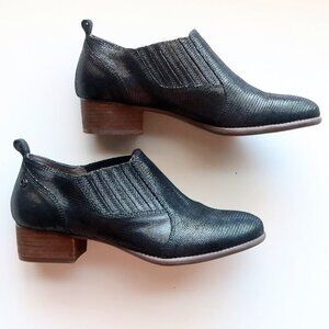 Revere Palermo Black Leather Block Heel Ankle Boots Booties Shooties Size 9 Wide